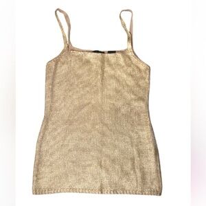 Moda Shimmer Gold Knit Women's Sleeveless  Y2K Tank Top